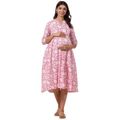 Floral Print A-Line Dress with Insert Pocket