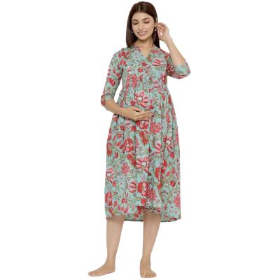 Pregnent Women Floral Print Fit & Flare Dress