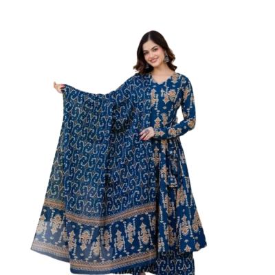 Ruhani Anarkali Suit Set with Mul Cotton Dupatta