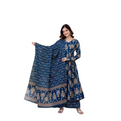 Ruhani Anarkali Suit Set with Mul Cotton Dupatta