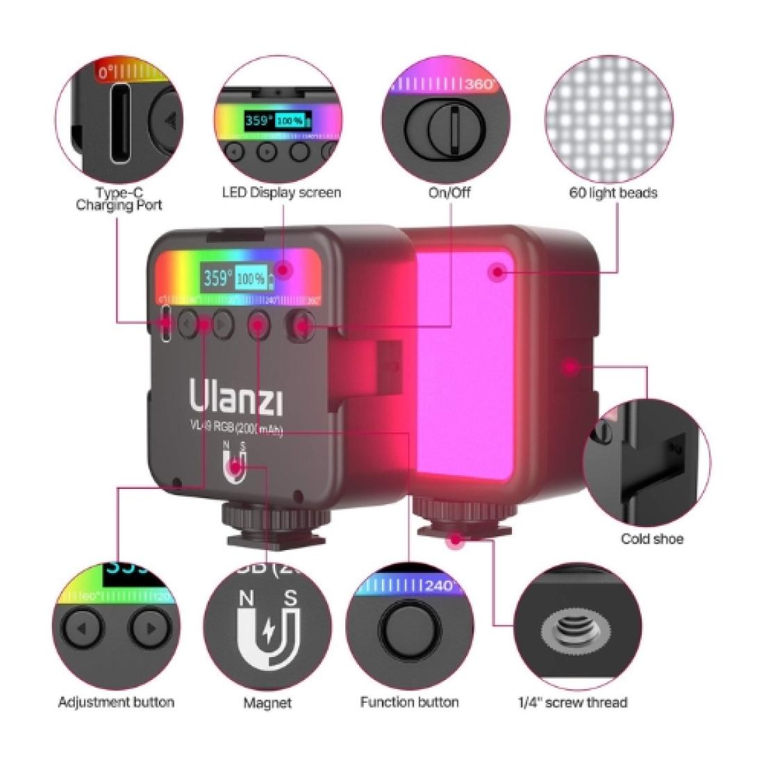 উলানজি মিনি আরজিবি ক্যামেরা লাইট VL49