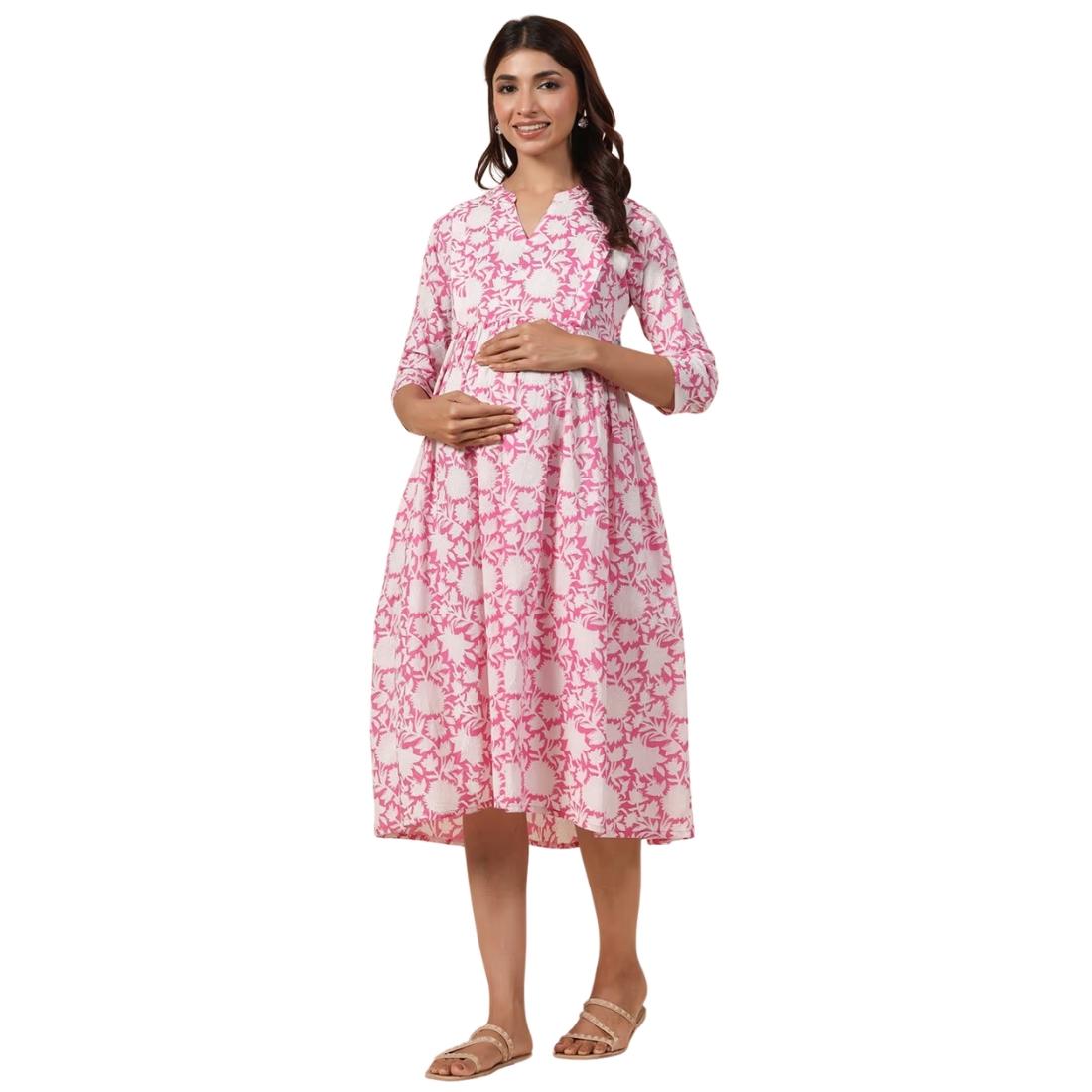 Floral Print A-Line Dress with Insert Pocket